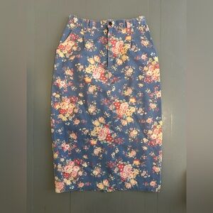 Vintage American Jeanswear Floral Denim Skirt, Size Small